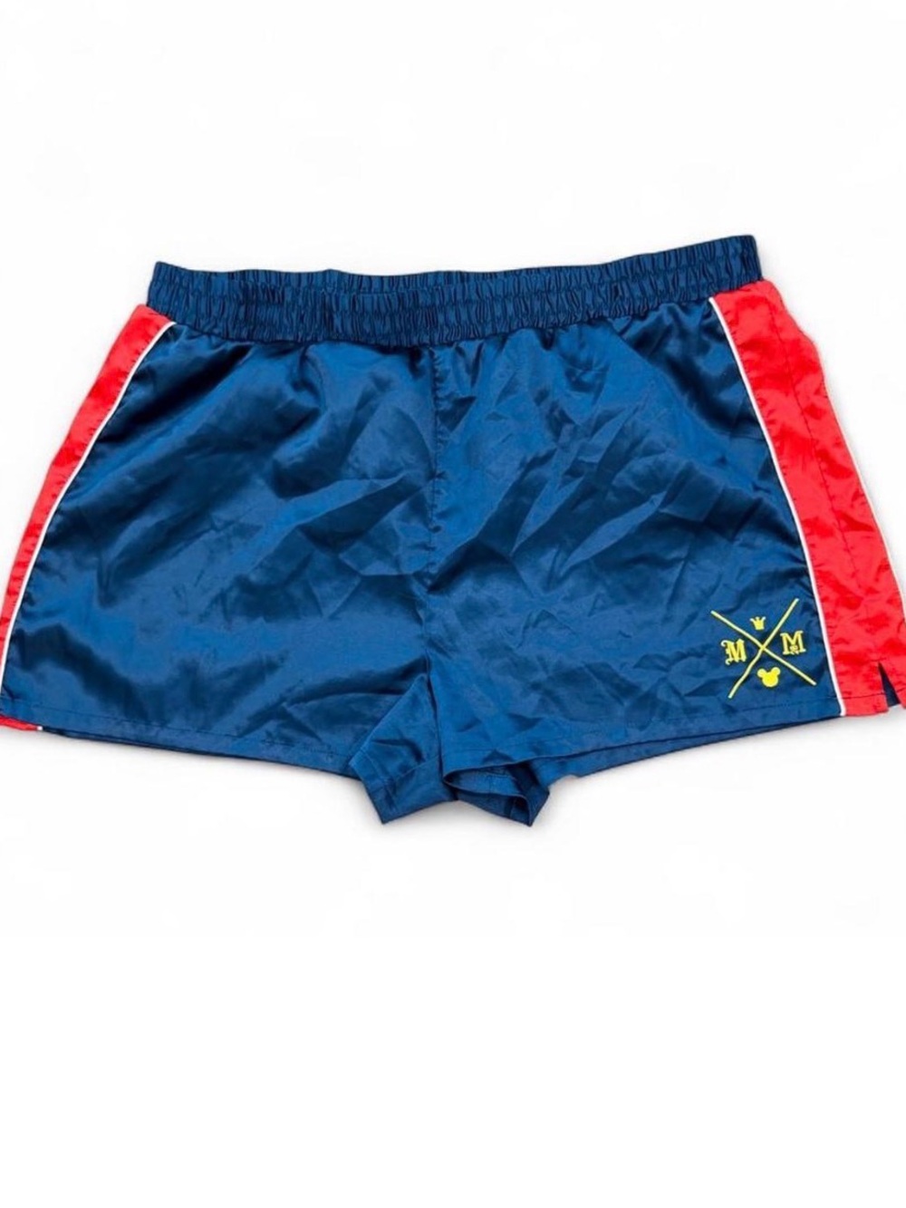 Disney Mickey Mouse Satin Lounge Shorts - Retro Varsity Navy & Red